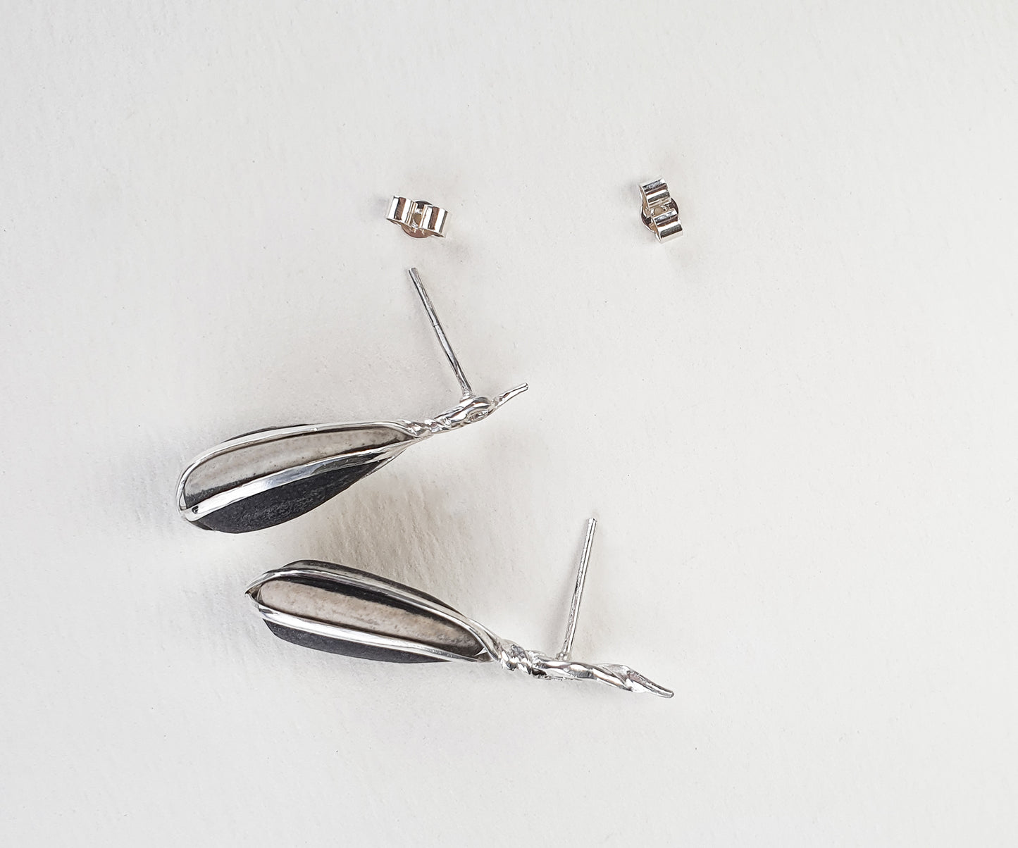 Ceramic Sunflower Seeds and Diamond Earrings