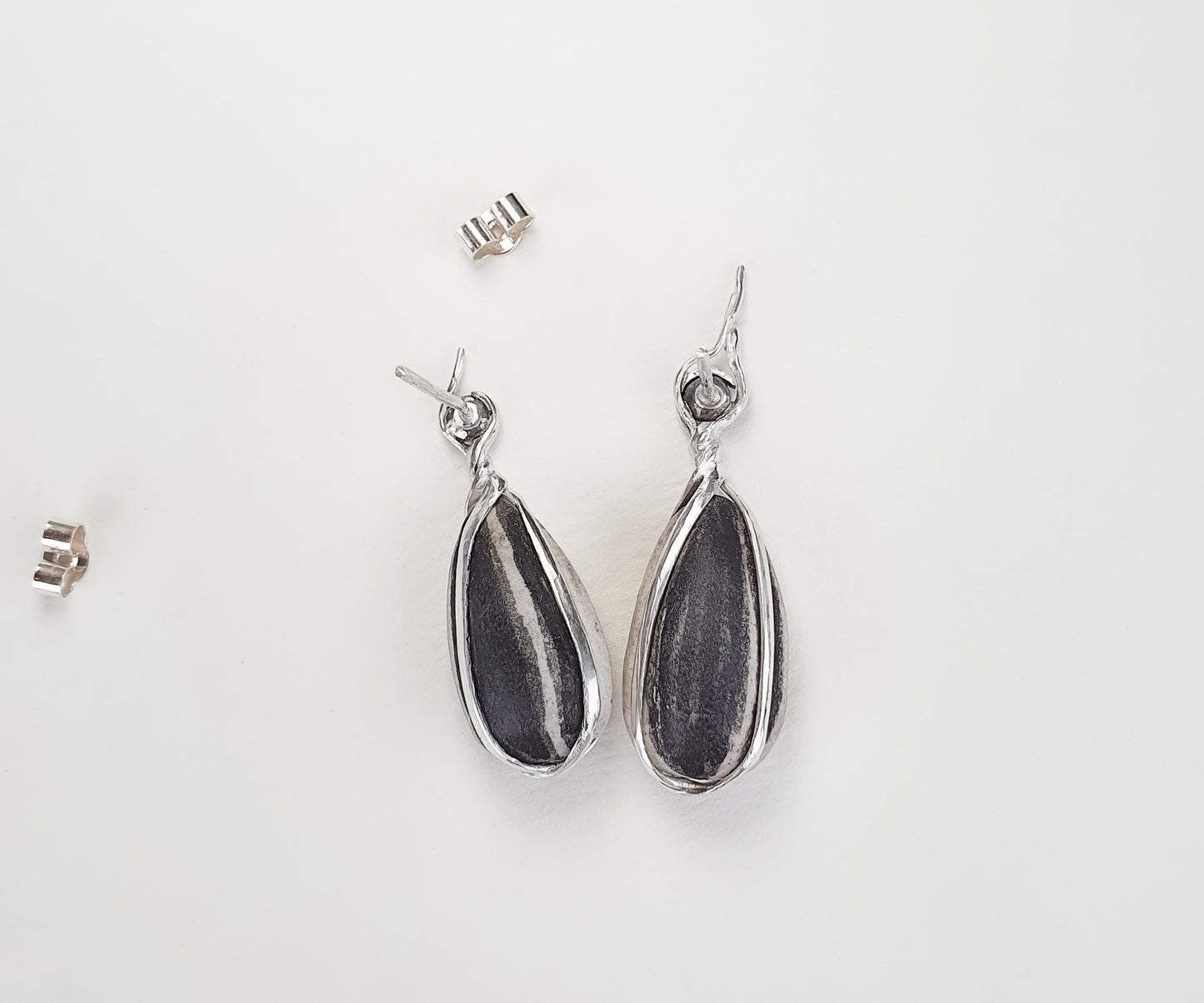 Ceramic Sunflower Seeds and Diamond Earrings