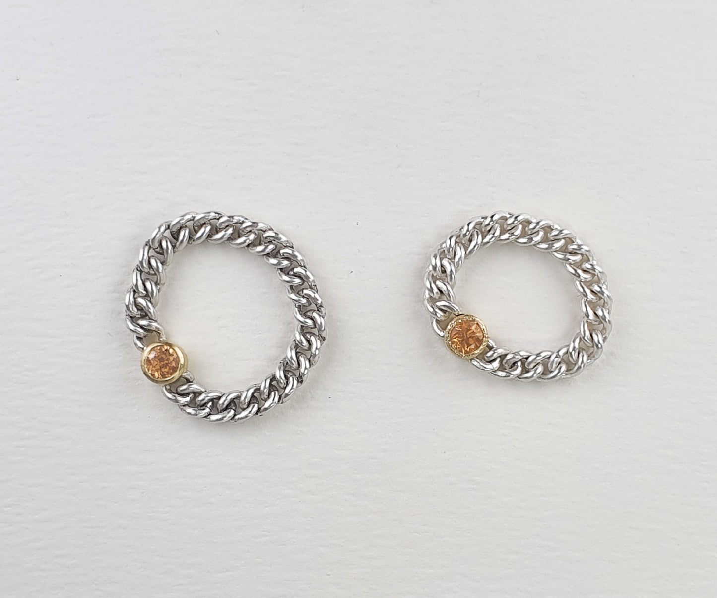 Hello City Couples Rings with Mandarin Garnet