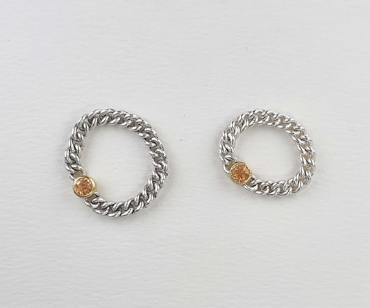 Hello City Couples Rings with Mandarin Garnet