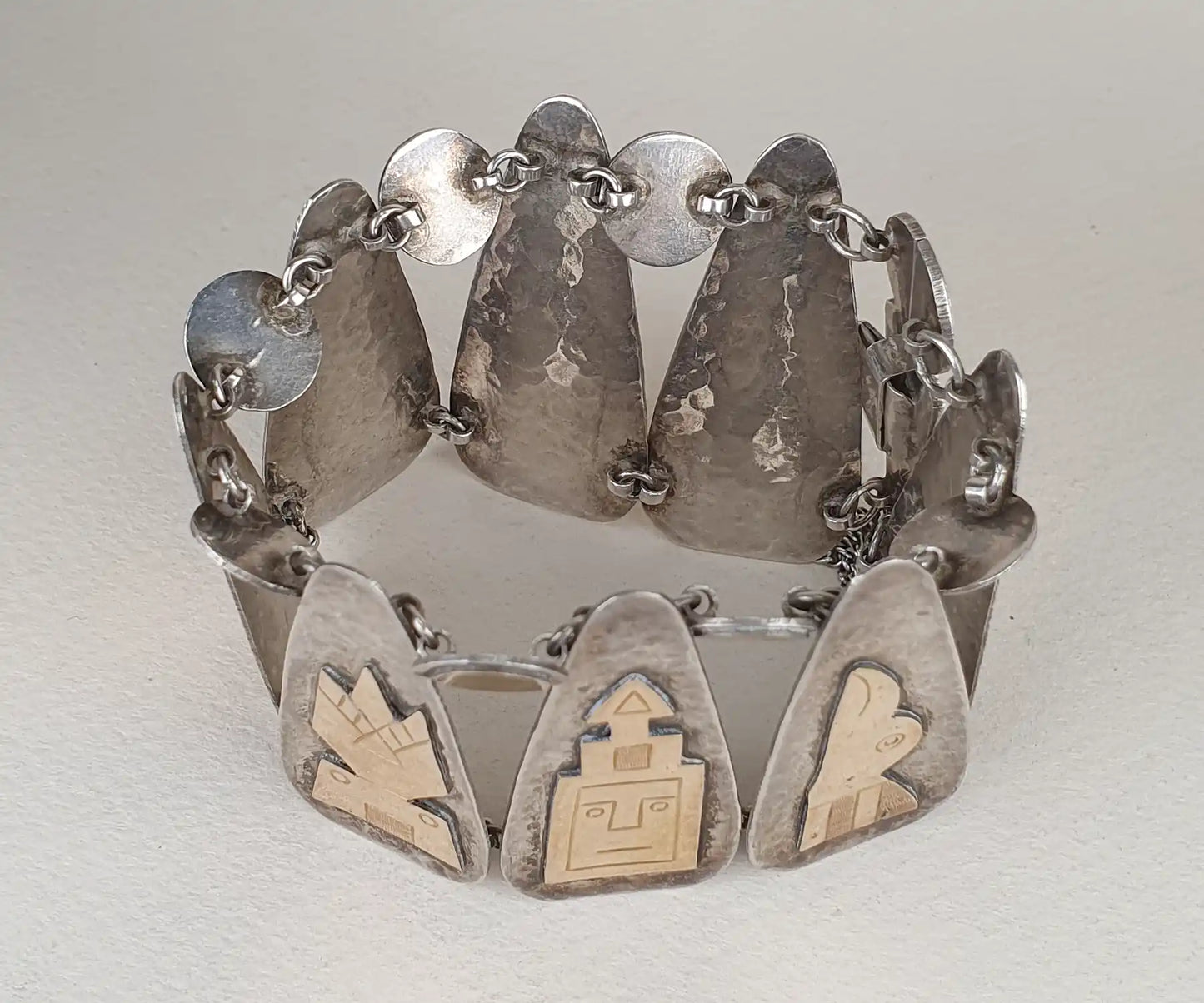 Antique Silver and Gold Deities Bracelet