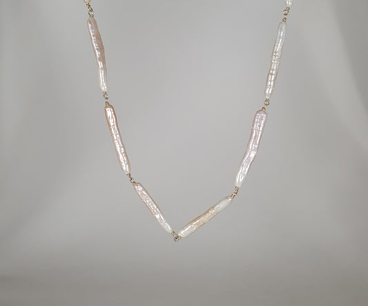 Pink Keshi Gold Necklace