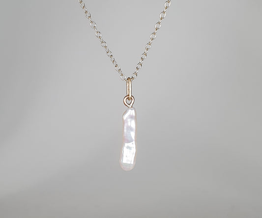 White Keshi Pearl Pendant Necklace