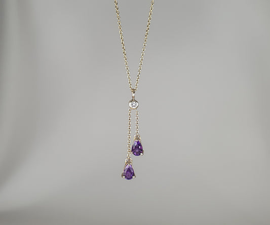 'Purple Rain' Diamond and Amethyst Negligee Necklace in Gold