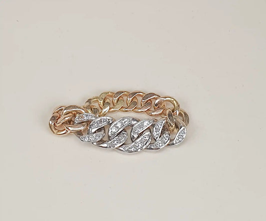 Diamond Chain Ring in Mixed Gold