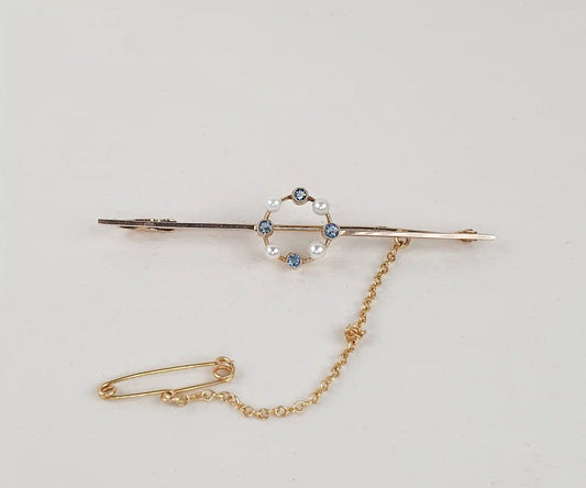 Antique Edwardian Pearl and Aquamarine Wreath Brooch