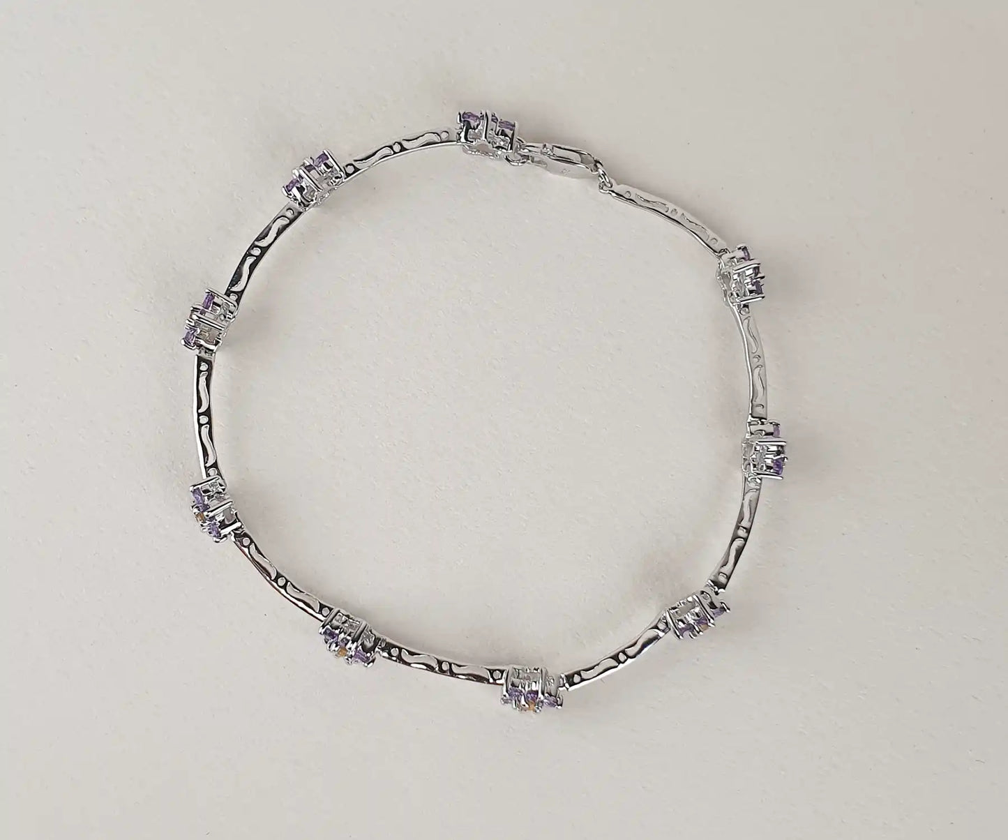 White Gold Flower Bracelet with Amethysts and Citrines