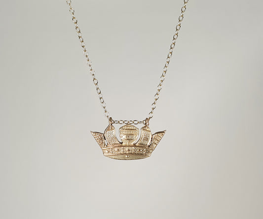 Antique Solid Gold Crown Necklace