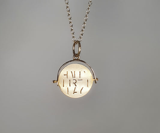 Vintage Gold Spinning Happy Birthday  Necklace