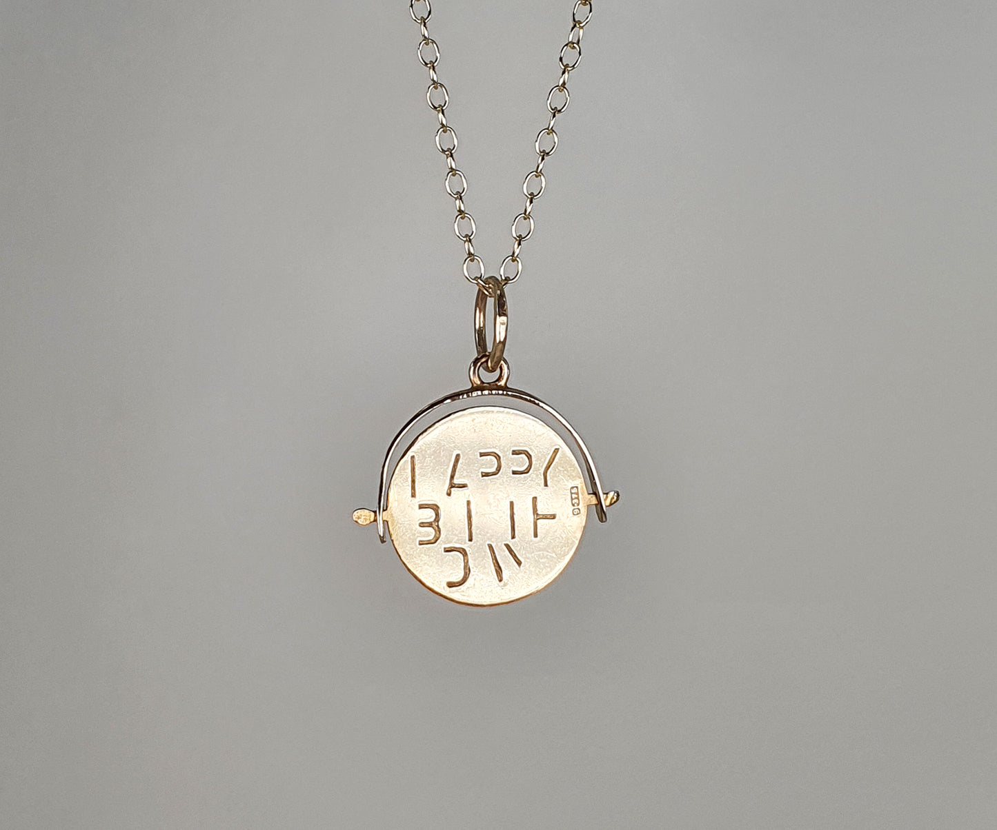Vintage Gold Spinning Happy Birthday  Necklace