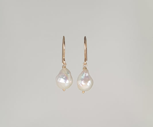 Mini White Baroque Pearl Earrings