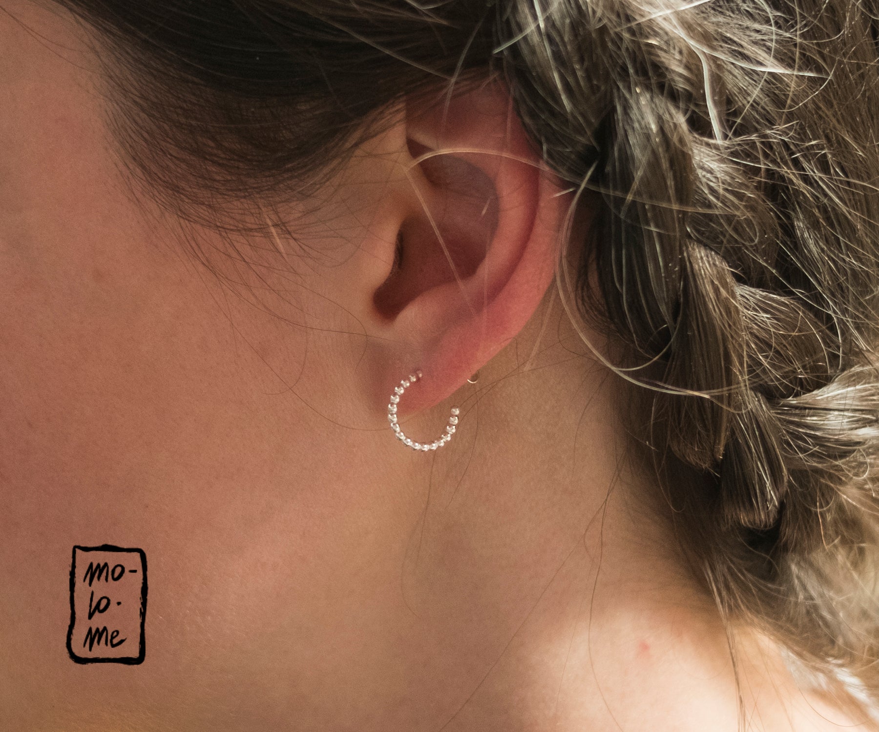 Small Rosary Hoops in Silver on Sam
