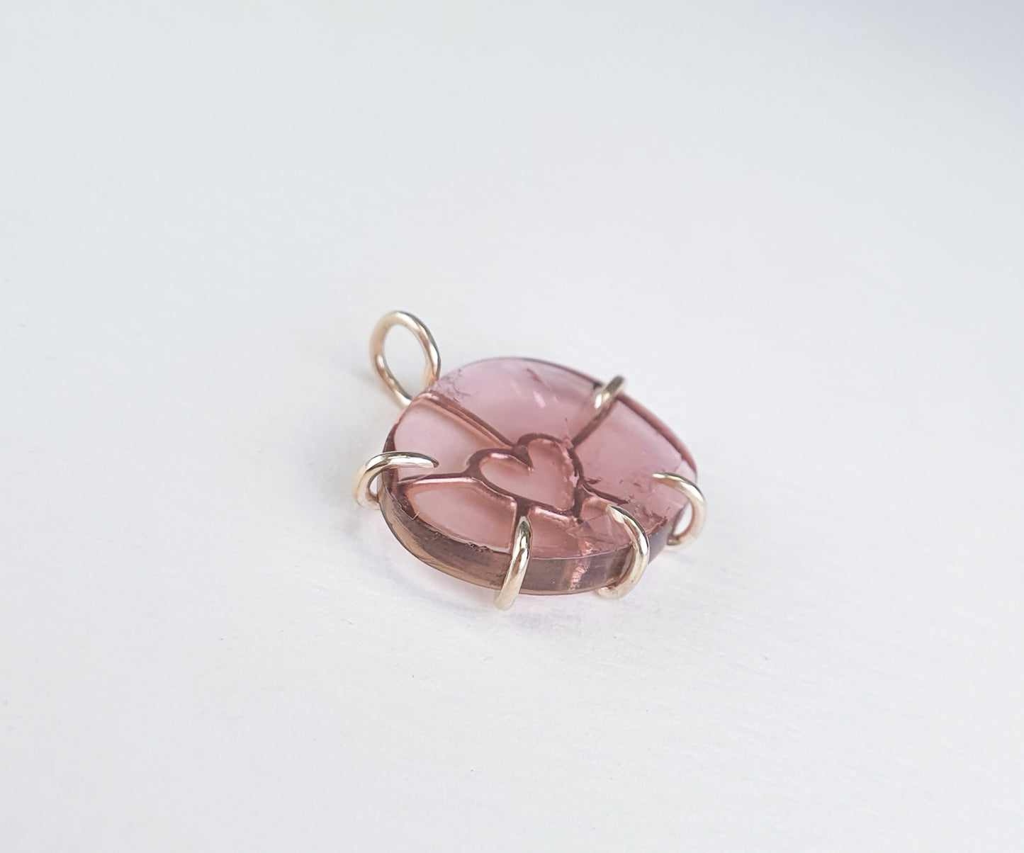 Sweet Love Pink Tourmaline and Gold Pendant