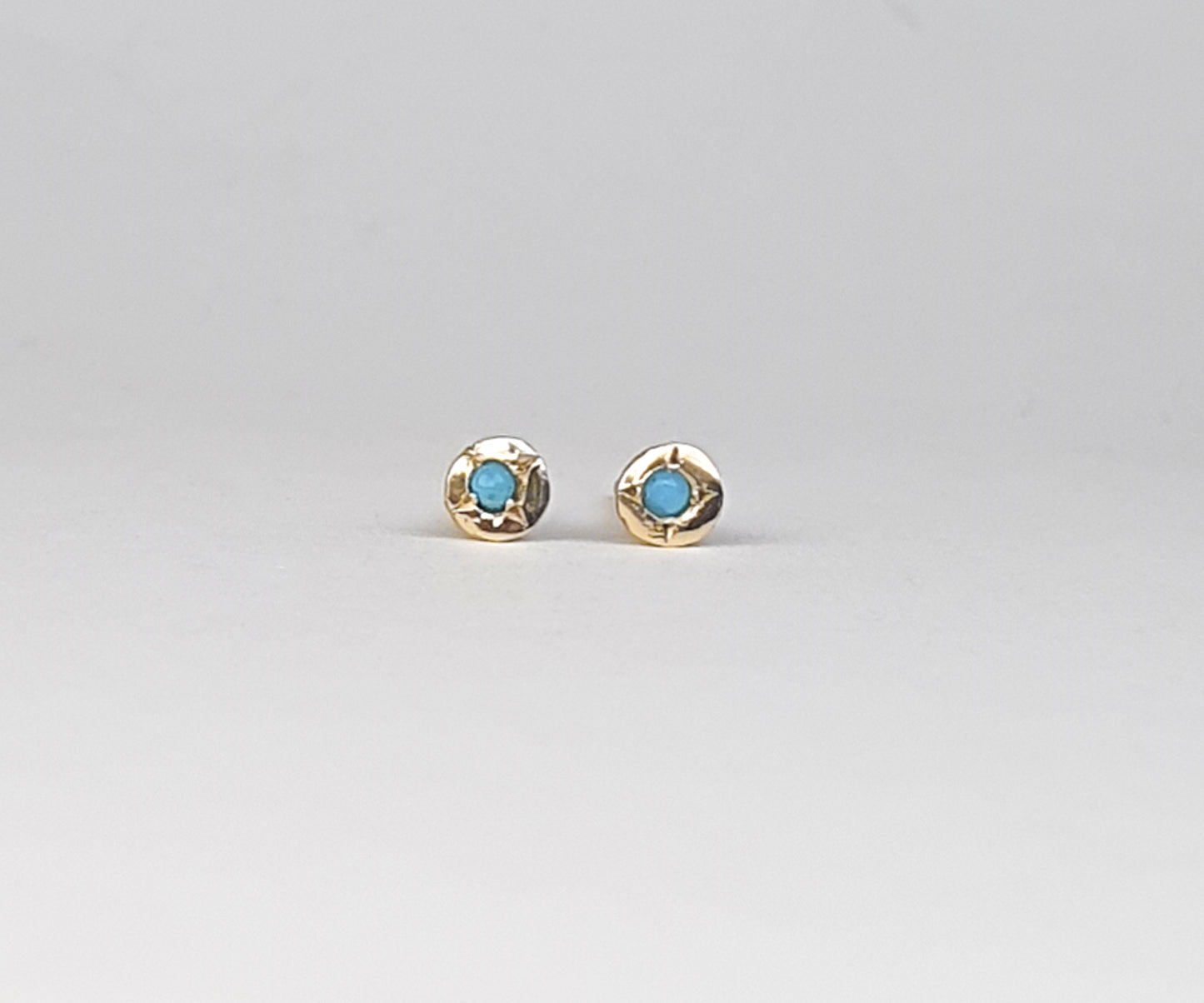 Turquoise and Gold Stud Earrings