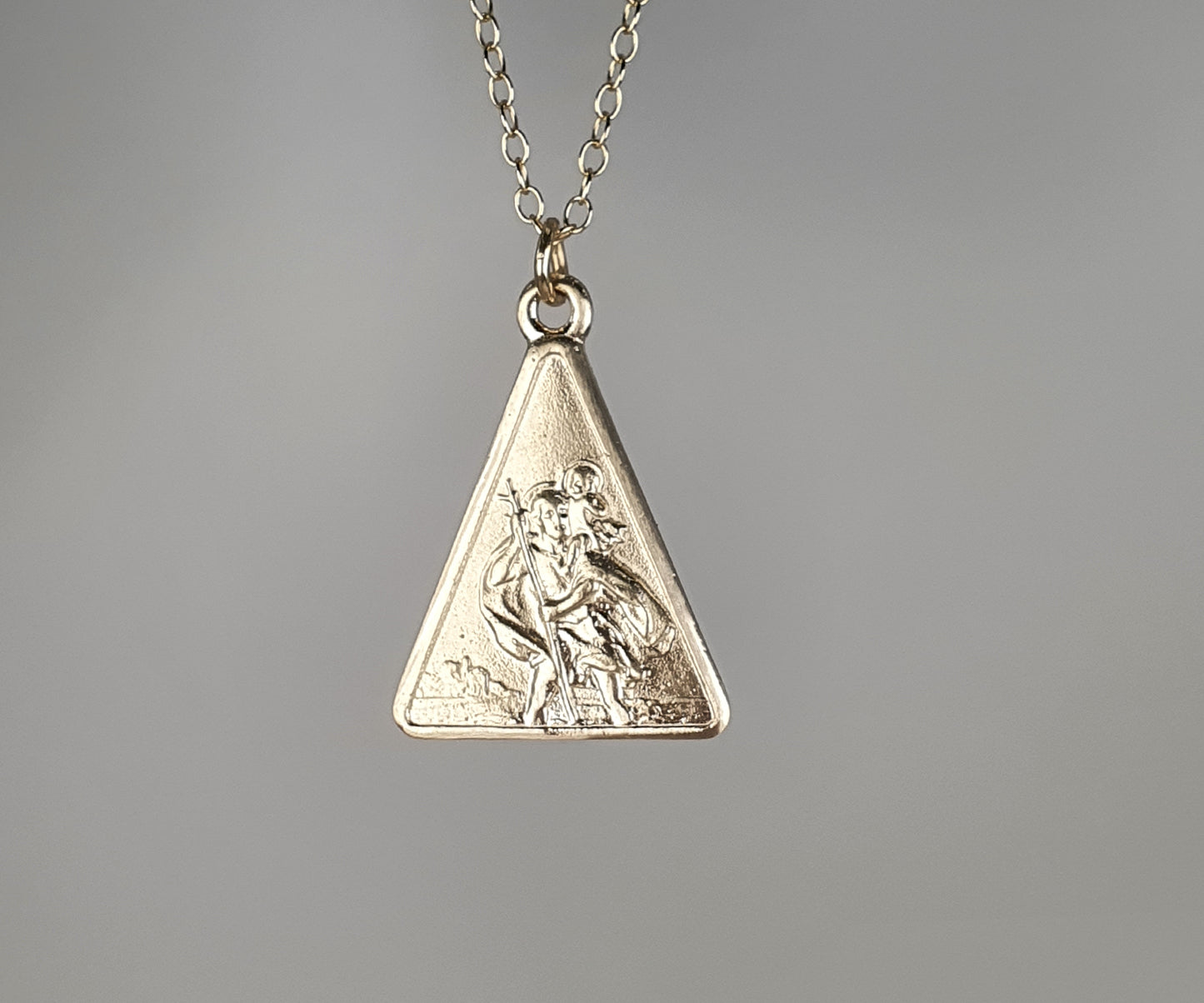 Triangular St. Christopher in  Solid Gold
