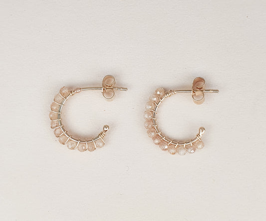 Small Gold Aga Hoops with Champagne Zircon