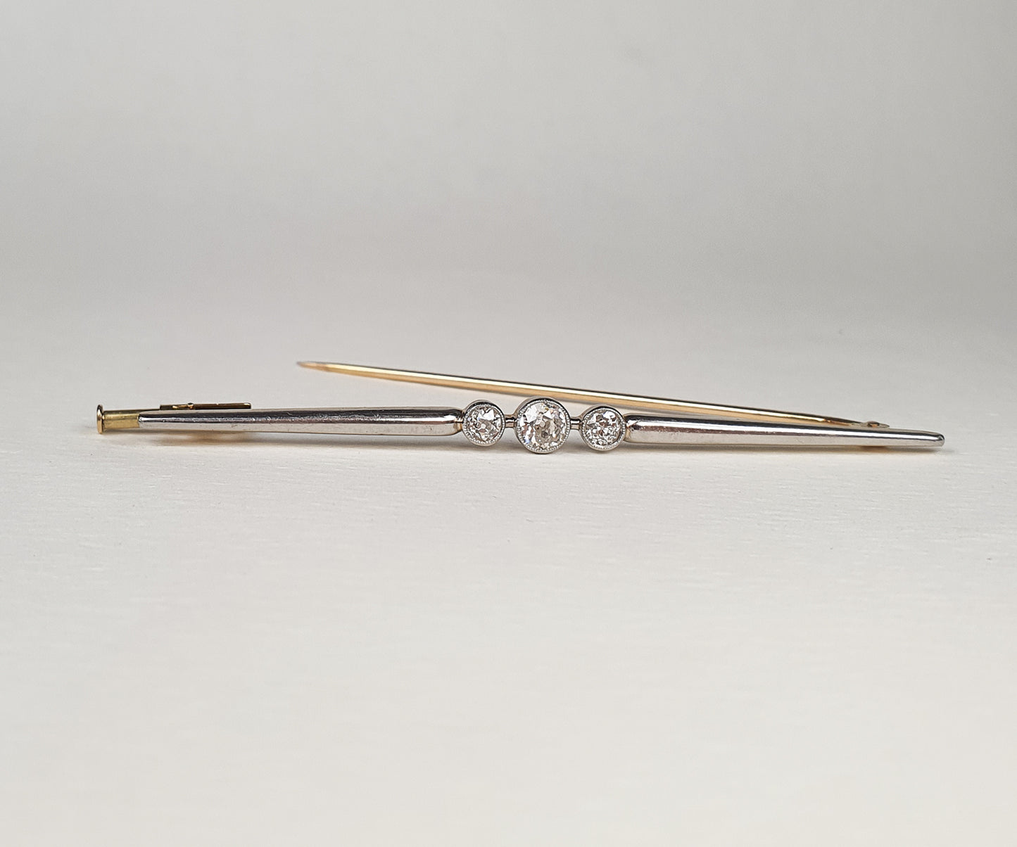 Art Deco Three Diamond Bar Brooch