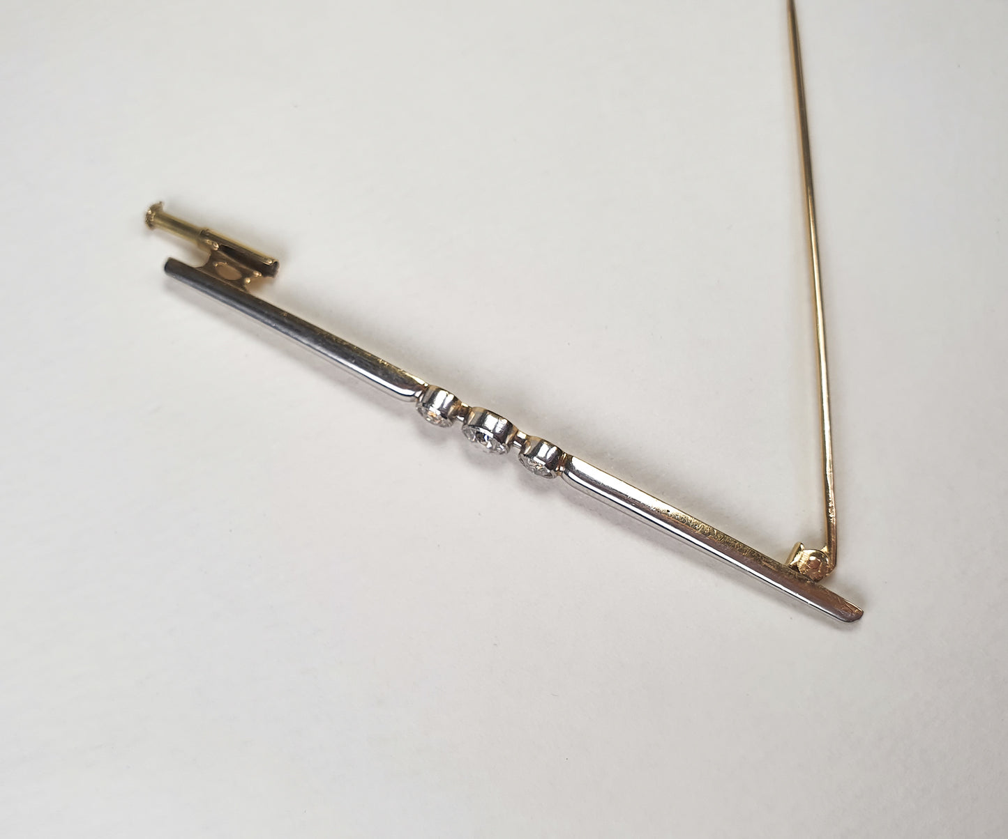 Art Deco Three Diamond Bar Brooch