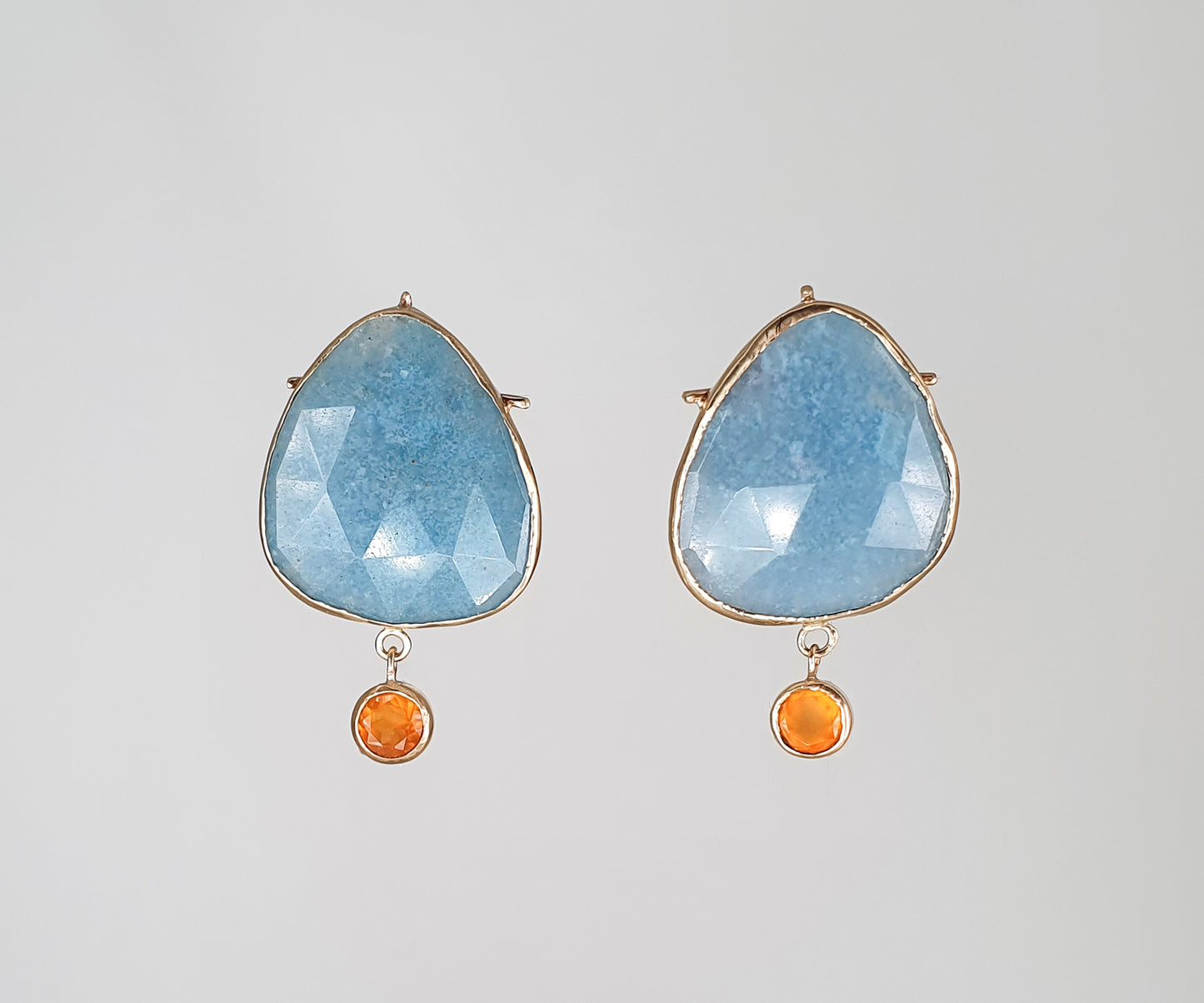 Blue Quartz and Carnelian Petal Earrings
