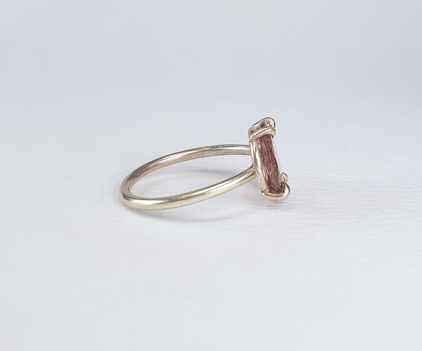 Raspberry Pink Tourmaline Candy Ring in Solid Gold