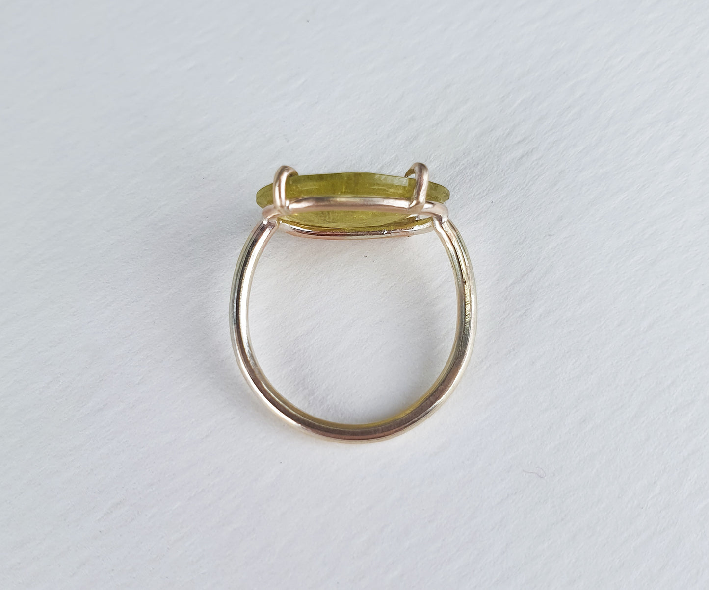 Chartreuse Yellow Tourmaline Candy Ring in Solid Gold