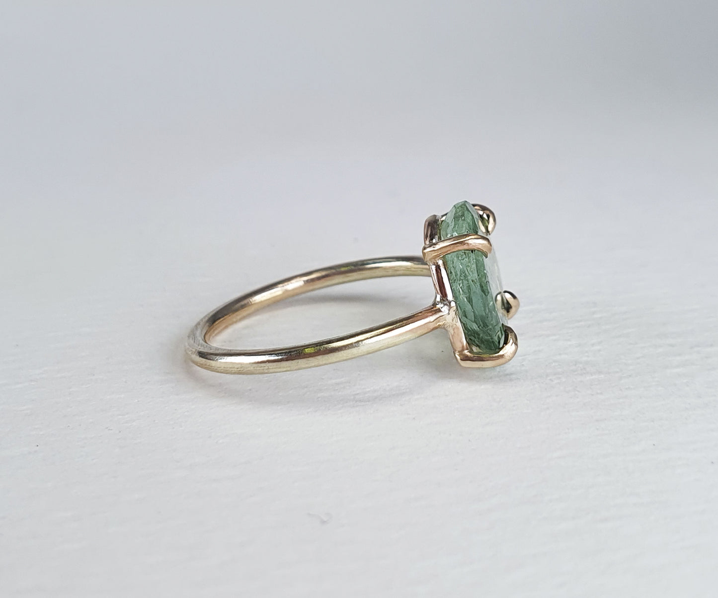 Minty Green Tourmaline Candy Ring in Solid Gold
