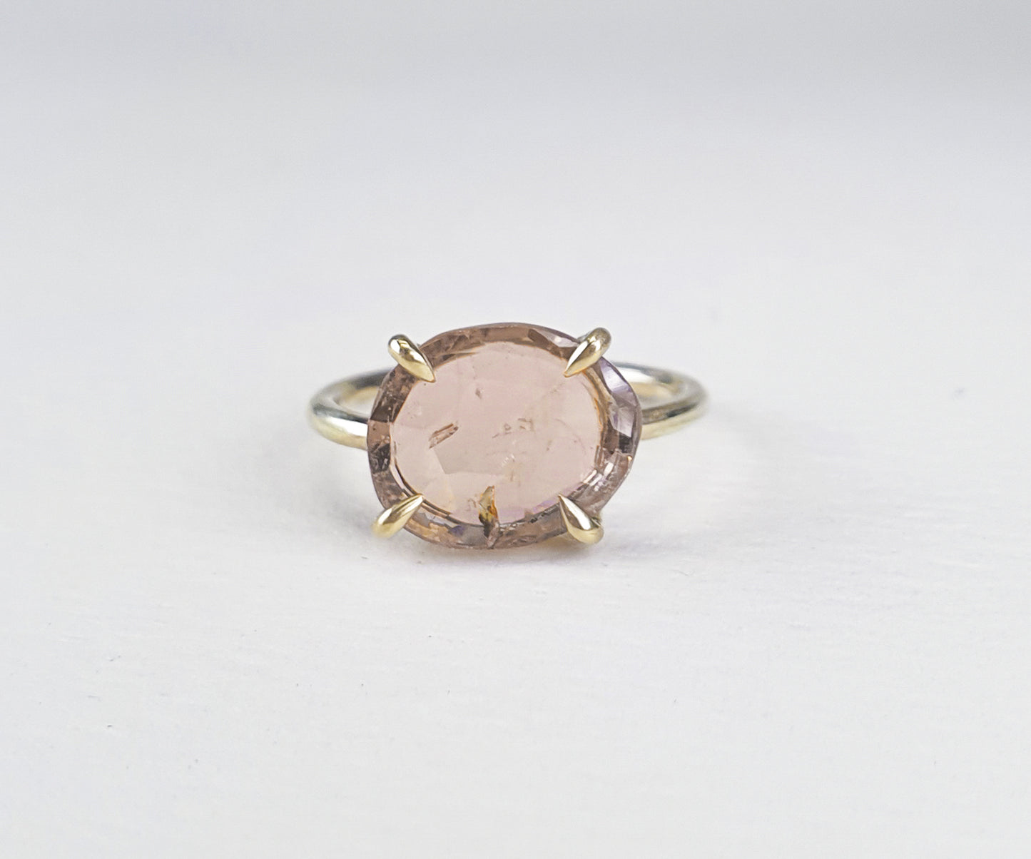 Peach Tourmaline Candy Ring in Solid Gold