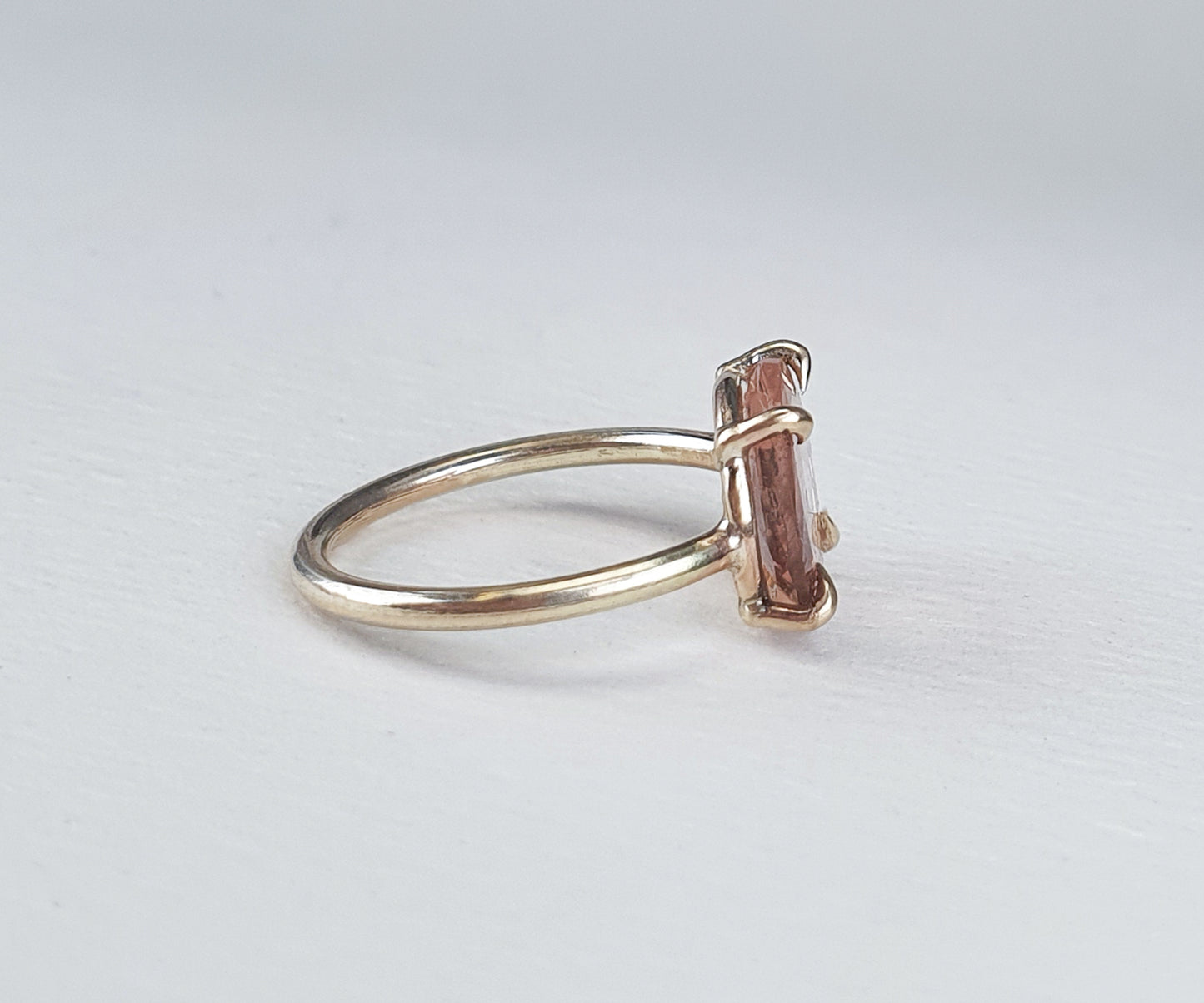 Peach Tourmaline Candy Ring in Solid Gold