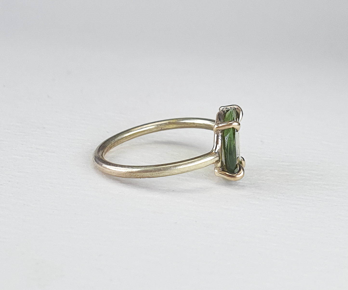 Forest Green Tourmaline Candy Ring in Solid Gold