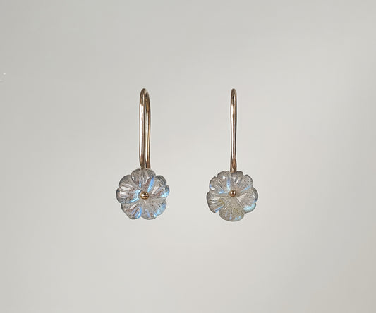 Labradorite Forget-Me-Not Earrings in Solid 9ct Gold
