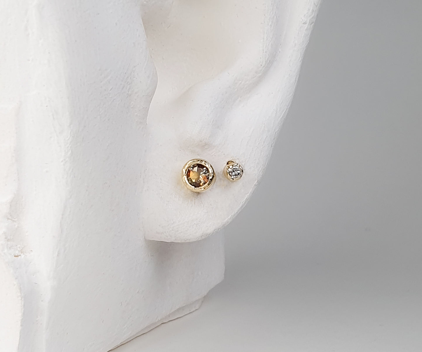Andalusite and Gold stud Earrings