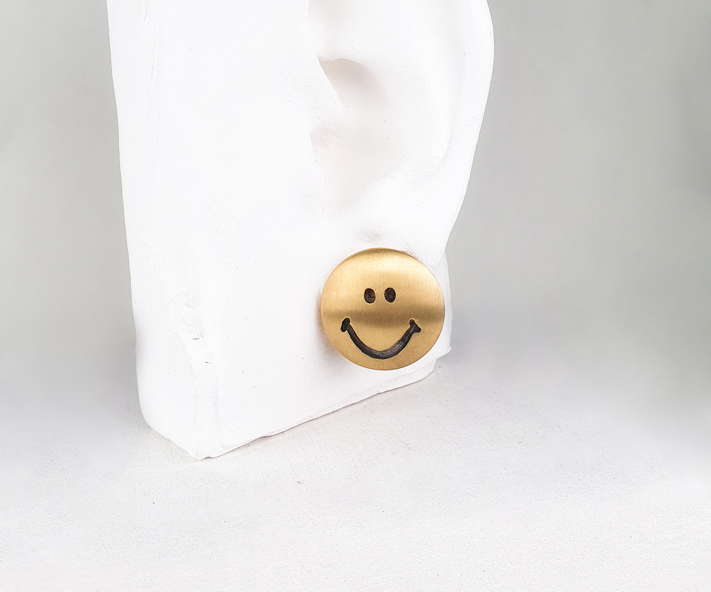 Upcycled Smiley Clip On Earrings in Gold Plated Silver