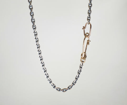 Hello City Vintage Silver Chain with New Gold Molo Me Safety Pins