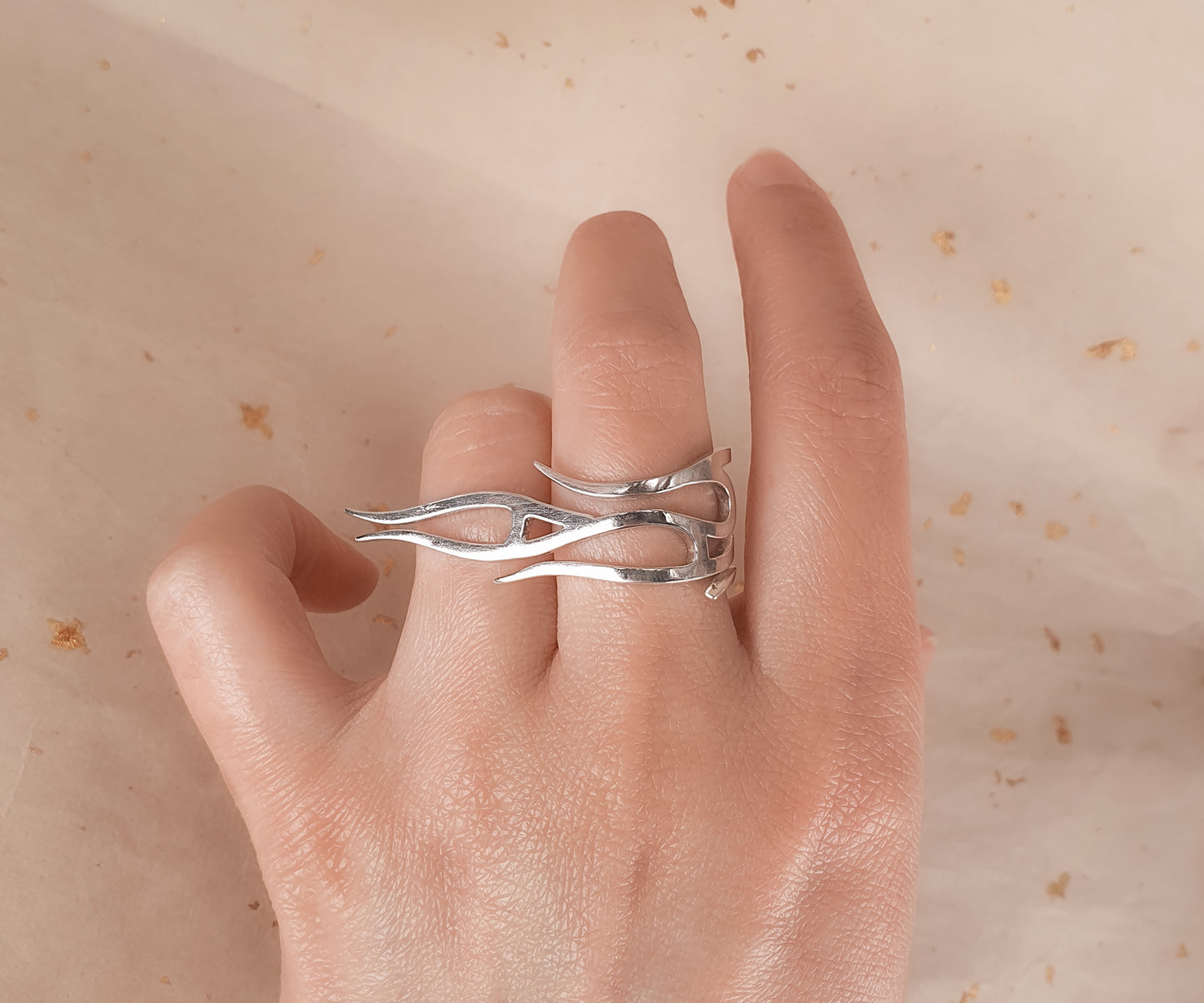 Vintage Silver Rockabilly Flame Ring