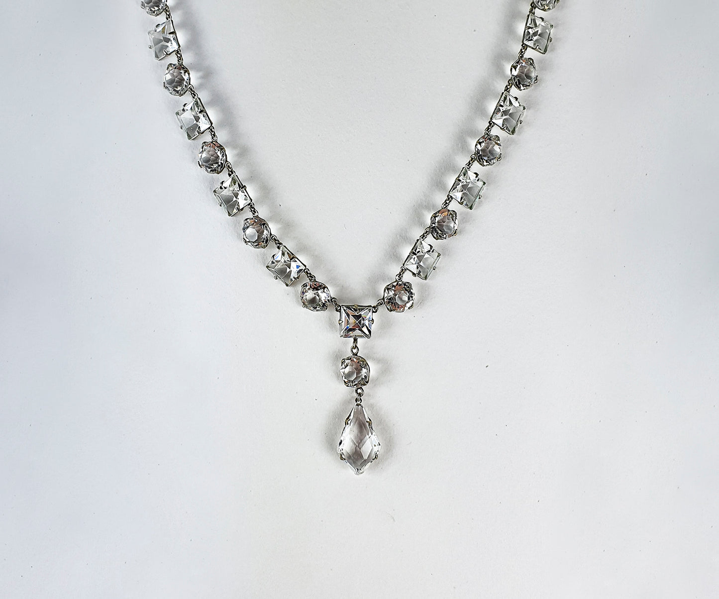 Art Deco 1920s Clear Paste Riviere Necklace