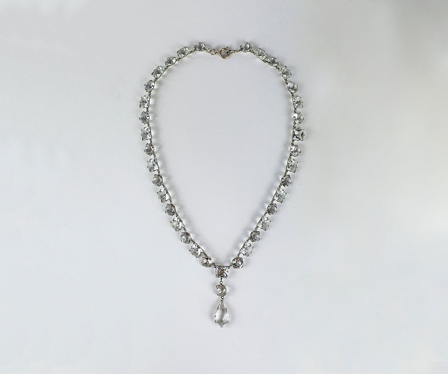 Art Deco 1920s Clear Paste Riviere Necklace