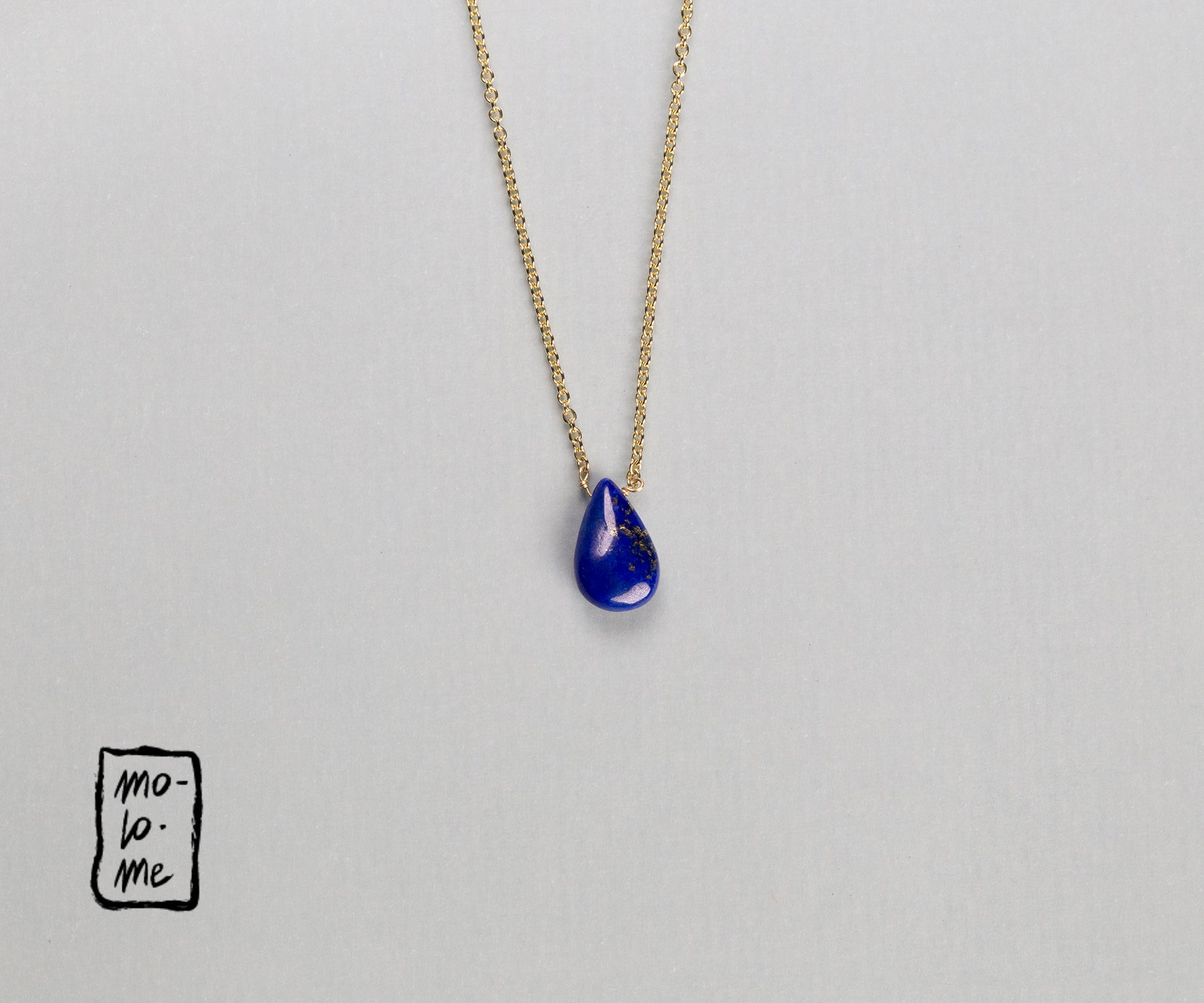 Lala Lapis Lazuli Necklace on 9 carat Gold Chain by Molo Me