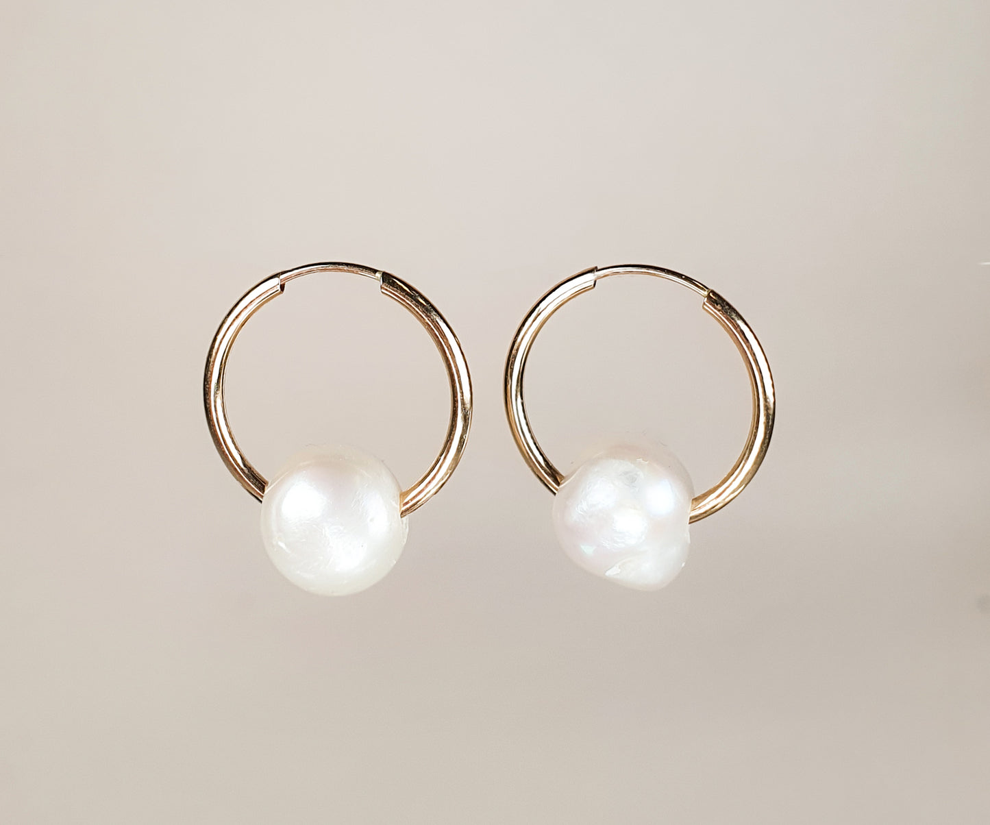 Mama Ania Hoops with White Pearl