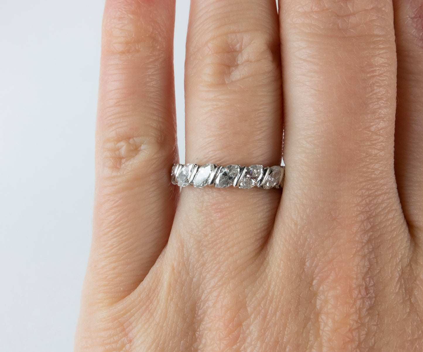 Vintage Marquise Diamond Eternity Ring in White Gold