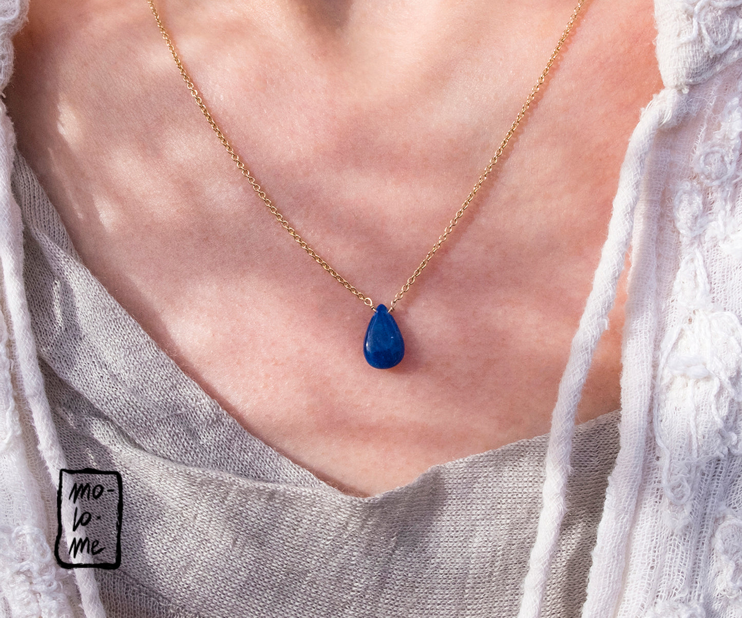 Lala Lapis Lazuli Necklace by Molo Me on a model