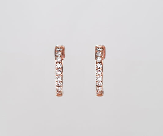 Diamond Pave 18ct Rose Gold Hoops