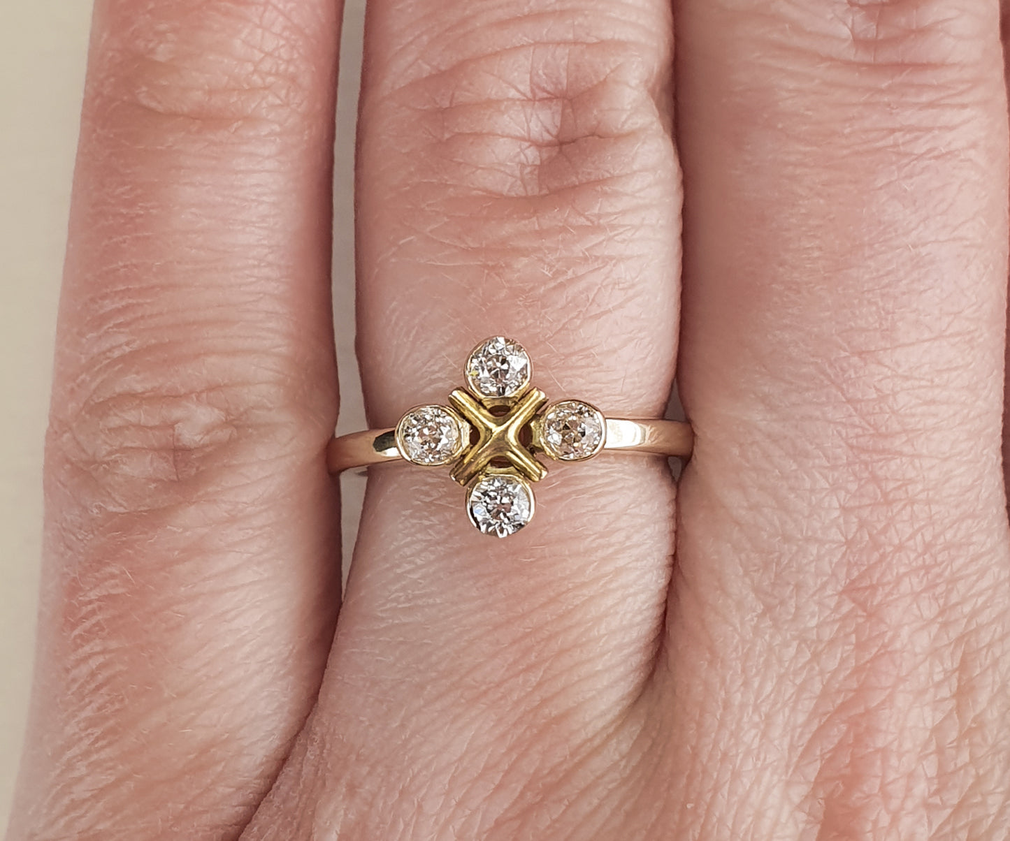 Noughts and Crosses Upcycled Victorian Diamond Ring