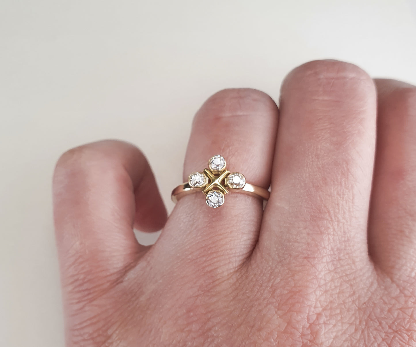 Noughts and Crosses Upcycled Victorian Diamond Ring