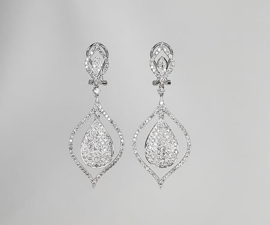 Evening Diamond Earrings in White Gold